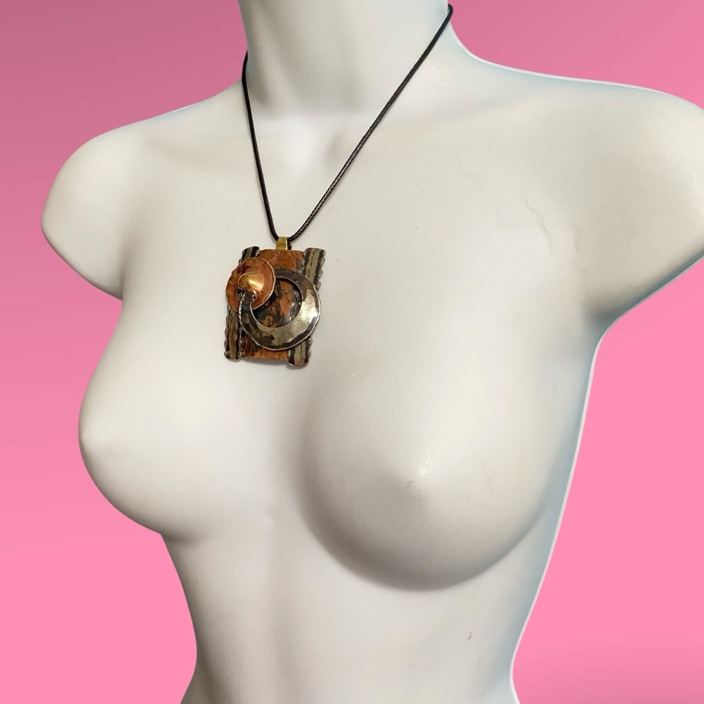 Artisan Mixed Metals Geometric Modernist South African Ndebele Brass Copper